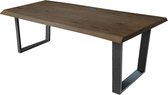 Boomstamtafel - eikenhouten boomstamtafel gerookt met slank u-poot - extra dik blad