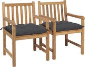 Decoways - Tuinstoelen 2 stuks met antracietkleurige kussens massief teakhout