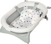HOMCOM Babybadje, opvouwbare babybadje, inklapbaar, met badmat, geschikte leeftijd: 0-3 jaar, PP-kunststof, TPE, groen + wit, 81,5 x 50,5 x 23,5 cm