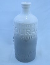 Decoratieve fles / vaas wit-grijs, Hoogte 26 cm, Ø 10 cm, aardewerk