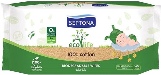 Septona - Ecolife - Biologische Babydoekjes - Calendula - 60 doekjes