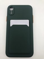 Hoogwaardige TPU back cover - Geschikt voor iPhone XR - met vakje voor pasje - Siliconen back cover - Groen