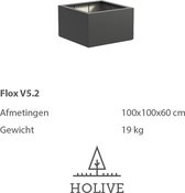 Polyester Flox V5.2 Vierkant 100x100x60 cm. Plantenbak