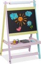 Relaxdays schoolbord kinderen - krijtbord met rol papier - staand - tekenbord - speelbord