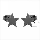 Aramat jewels ® - Zweerknopjes sterren oorbellen 7mm staal zwart