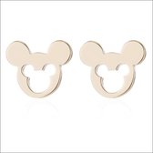 Aramat jewels ® - Oorbellen mickey mouse zweerknopjes goudkleurig chirurgisch staal 10mm