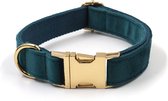 ACE Pets Luxe Velvet Halsband hond - Honden leiband - Honden halsband training - Groen - Pluche