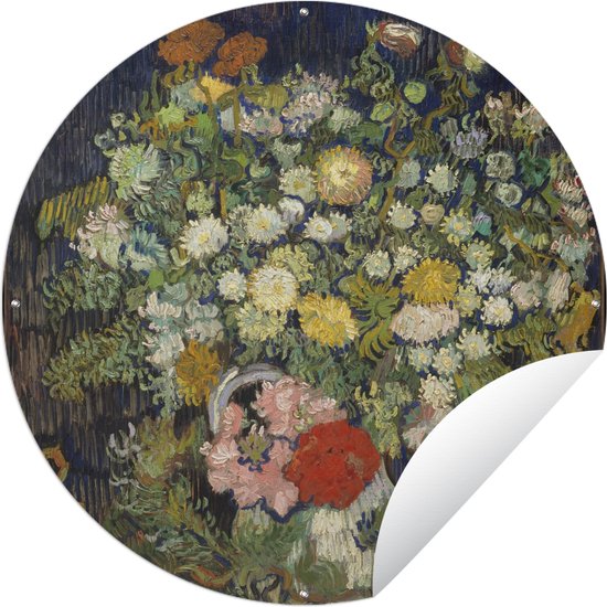 Tuincirkel Boeket van bloemen in een vaas - Vincent van Gogh - 120x120 cm - Ronde Tuinposter - Buiten XXL / Groot formaat!
