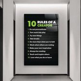 Wallyard - Glasschilderij 10 Rules of a Creator - Wall art - Schilderij - 40x60 cm - Premium glass - Incl. muur bevestiging