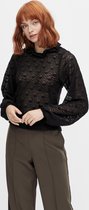 Pieces T-shirt Pcflori Ls Lace Top 17115659 Black Dames Maat - L