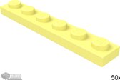 LEGO Plaat 1x6, 3666 Fel lichtgeel 50 stuks