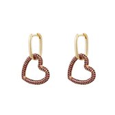 Yehwang Oorhanger Hoop met ronde zirkonia goud/fuchsia 0289504-358