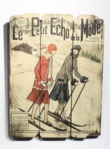 Wandplaat Vrouwen op ski's 45,5x3x61cm