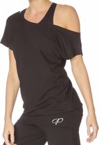Papillon T-shirt Off Shoulder Dames Sportshirt - Maat 104 (4)- Meisjes - zwart