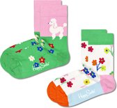 Happy Socks KPDF02-7300 Kids Poodle & Flowers Socks 2-pack - maat 7-9Y