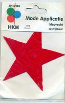 Ster applicatie rood 10cm in diameter strijkbaar