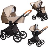 Baby Merc Mango 3 in 1 Kinderwagen - Beige - Kinderwagen incl. Autostoel