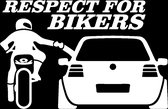 Respect for bikers sticker voor op de auto/motor - Auto stickers - Auto accessories - Stickers volwassenen - 20 x 13 cm - Wit - 107