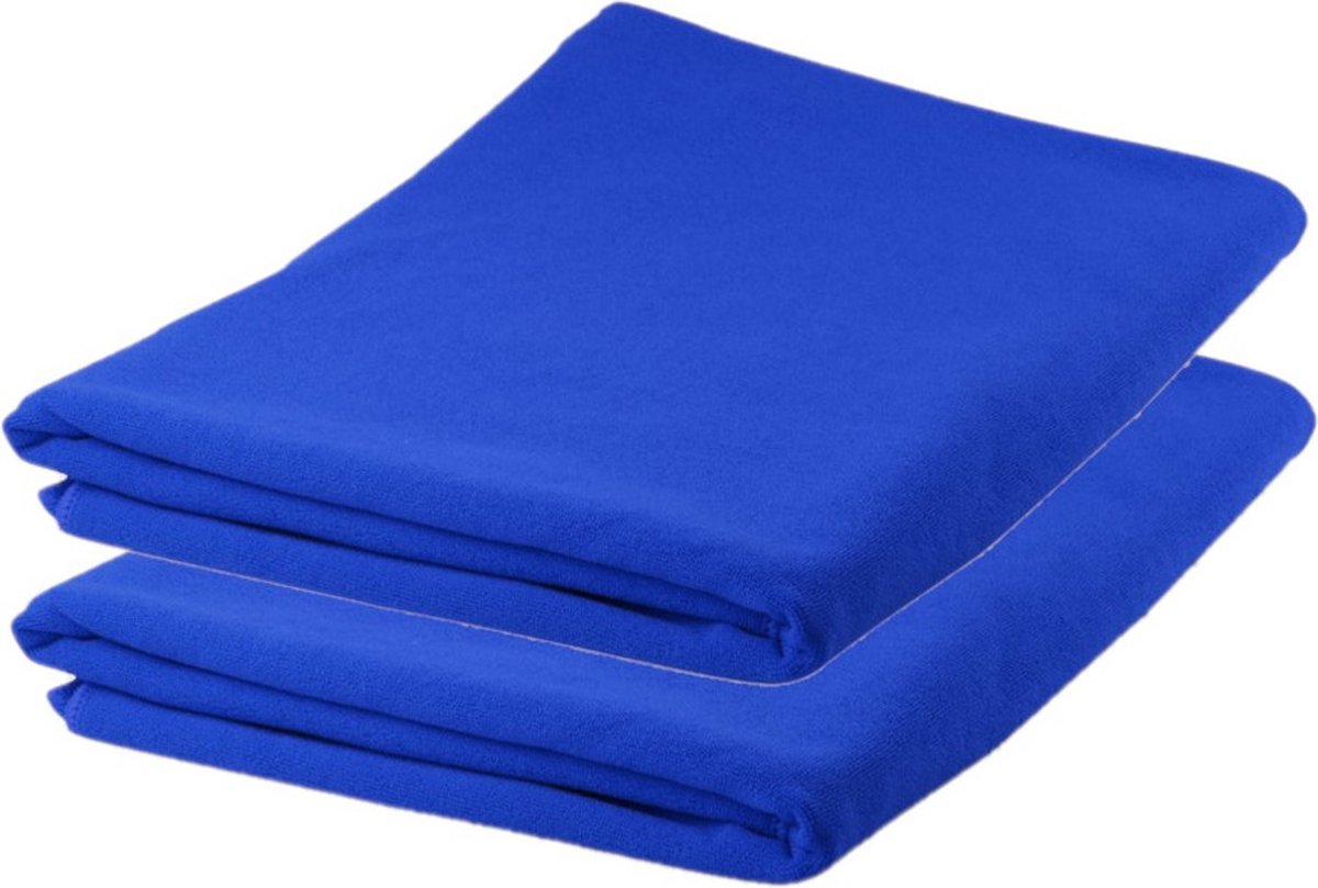 6x stuks Blauwe badhanddoeken microvezel 150 x 75 cm - ultra absorberend - super zacht - handdoeken