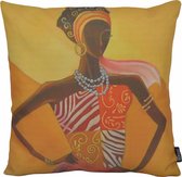 Housse de coussin femme africaine | Katoen/ Lin | 45 x 45 cm