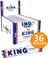 KING Pepermunt 36 rollen van 44g - Pepermunt - Frisse pepermunt smaak - Zonder kleurstoffen - Showdoos