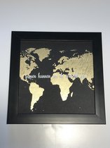 Tekstbord / Wandbord / Samen wereld / Verjaardag / Cadeau / Woondecoratie / Zwart / Fotolijst