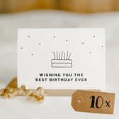 10x Wishing You The Best Birthday Ever kaart (A6 formaat) - felicitatie kaartjes om te versturen - kaartenset - kaartjes blanco - kaartjes met tekst - wenskaarten - verjaardag