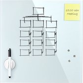 Glassboard - memobord - magneetbord - inclusief accessoires - 45x45 cm - zwart