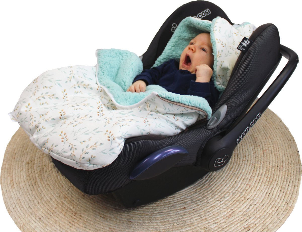 Wallabiezzz Voetenzak Maxi Cosi - Slaapzak Autostoeltje - Warm & Comfortabel - Katoen/Teddy - Mintgroen – foto 4