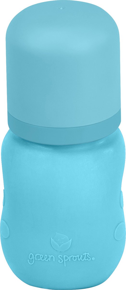 Green Sprouts - Baby Bottle made from Glass with Silicone Cover - Glazen Babyfles (147ml) - Aqua van green sprouts — afbeelding 4