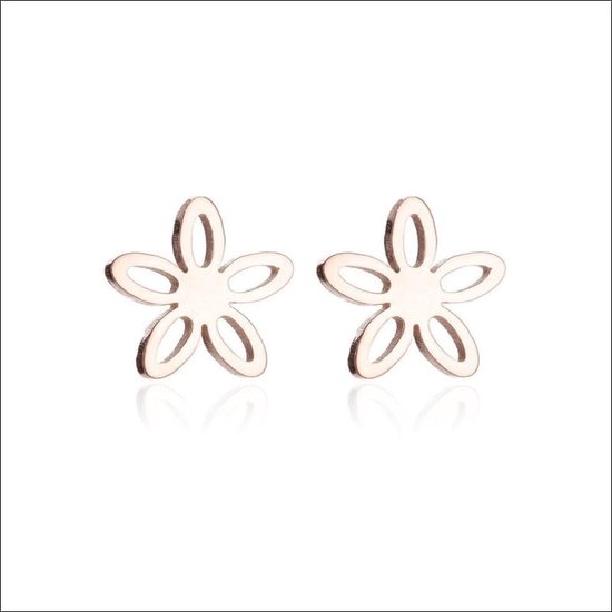 Aramat jewels ® - Chirurgisch stalen oorbellen bloem zweerknopjes rosékleurig 10mm
