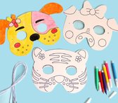 Dieren Maskers - Zelf Kleuren en Maken - Met Stiftjes - Kinderen - 8 stuks