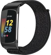 Shop4 - Bandje voor Fitbit Charge 5 - Nylon Zwart