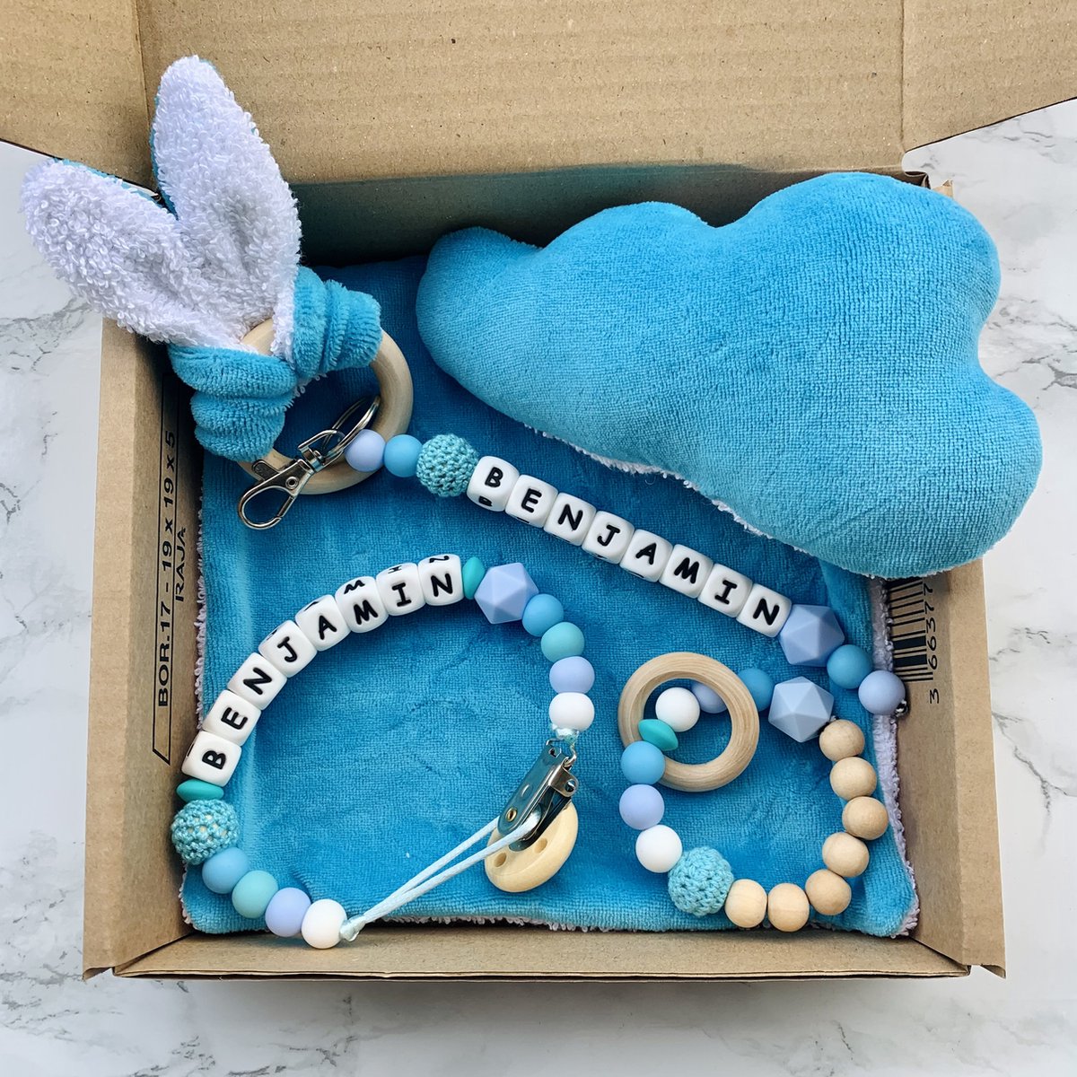 Goedkoopste Giftset babypakket - blauw - gepersonaliseerd - verschillende maten