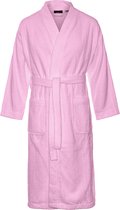 Kimono badstof katoen – lang model – unisex – badjas dames – badjas heren – sauna - lichtroze S/M