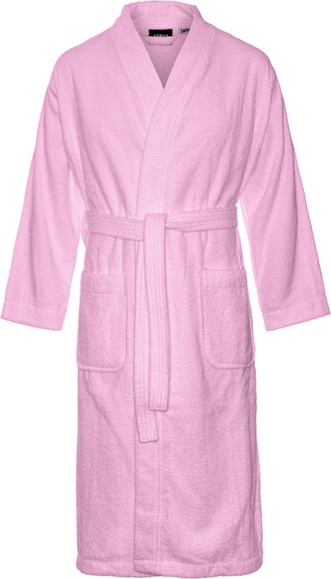 Kimono en coton éponge – modèle long – unisexe – peignoir femme – peignoir homme – sauna - rose clair S/M