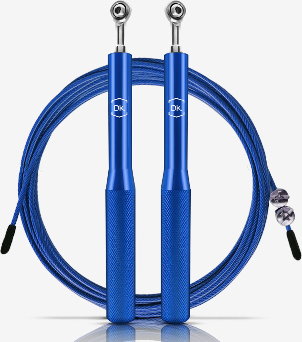 DK.® Professioneel Crossfit & Fitness Springtouw - Speedrope - Jump Rope - voor Volwassenen en Kinderen - Blauw