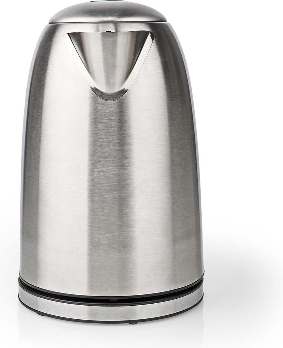 Nedis Waterkoker - 1.7 l - Roestvrij Staal - Zilver / Zwart - 360 graden draaibaar - Verborgen verwarmingselement - Strix-controller - Droogkookbeveiliging