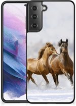TPU Back Cover Geschikt voor Samsung Galaxy S21 Plus Smartphone Hoesje met Zwarte rand Paarden