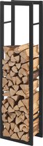 Stalen brandhoutrek houtopslag zwart 40x150x25 cm