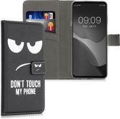 kwmobile telefoonhoesje voor Motorola Edge 20 Lite - Hoesje met pasjeshouder in wit / zwart - Don't Touch My Phone design