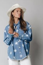 Colourful Rebel Sabrina Star Blouse  Blauw Dames - Loose Fit - Katoen - S