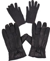 SK handschoenen heren - handschoenen heren winter thermo - leer- 2 stuks - M - zwart