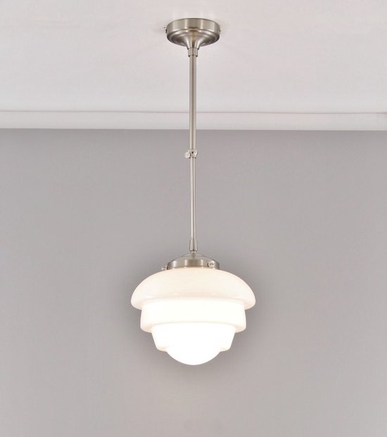 Hanglamp Highlight ArtDeco Oxford - opaalglas diameter - 1xE27 - ⌀ 25 - schoollamp jaren20 jaren30