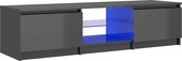 MEUBELEXPERT - Tv-meubel met LED-verlichting 140x40x35,5 cm hoogglans grijs