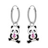 foto van Zilveren oorringen met hanger, panda met ijsje