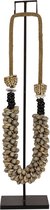 Schelpenketting op standaard - ornament GRACIE | grijs