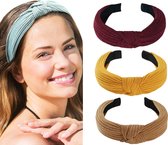 3 Stuks Dames Haarbanden - Haarband met knoop - Kleur 2 - Haarband volwassenen - Vrouwen - Dames - Tieners - Meiden - Dans - Yoga - Hardlopen - Sport - Haaraccessoires