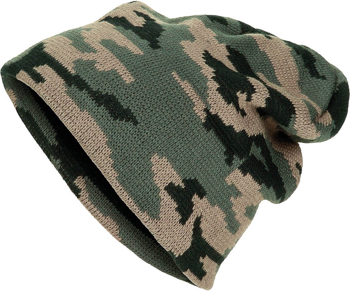 MFH - Gebreide muts - "Beanie" - Woodland Camo - fijn breisel