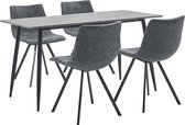 vidaXL 5-delige Eethoek kunstleer zwart